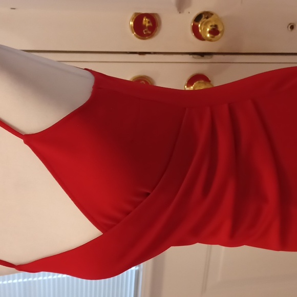 2/$50 Red Bodycon Asymetric Dress - Size Medium - Picture 3 of 9